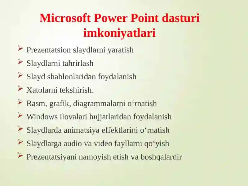 Taqdimotlar bilan ishlash texnologiyasi 3