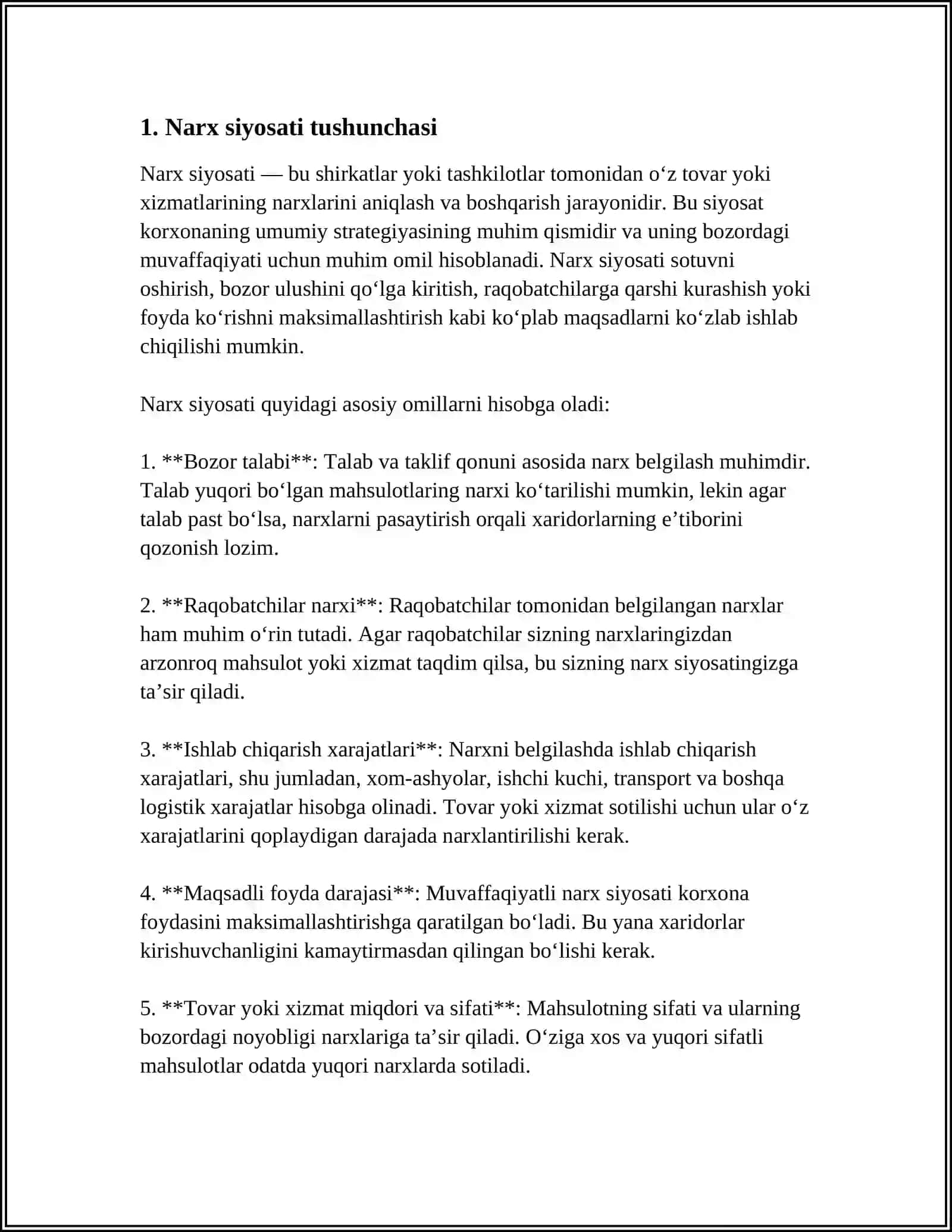 NARX SIYOSATI VA NARX STRATEGIYALARI 3