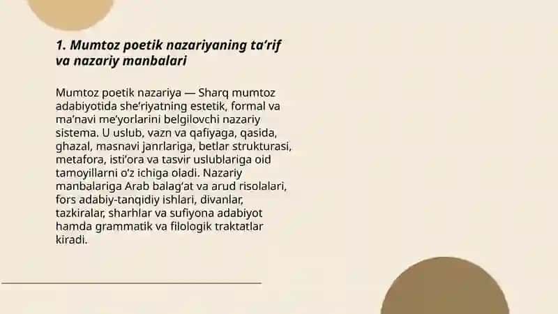 Mumtoz poetik nazariyaning asosiy tamoyillari va uning Sharq adabiyoti taraqqiyotidagi o'rniga 3