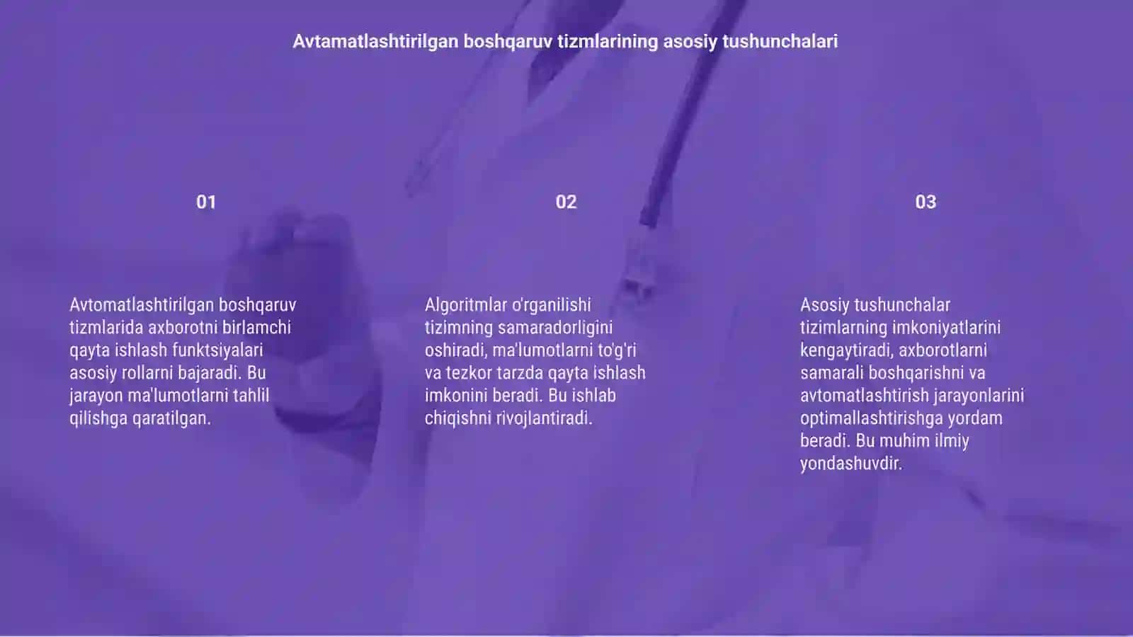 Avtomatlashtirilgan boshqaruv tizmlarida axborotni birlamchi qayta ishlash funksiyasi va algoritmlarini õrganish 3