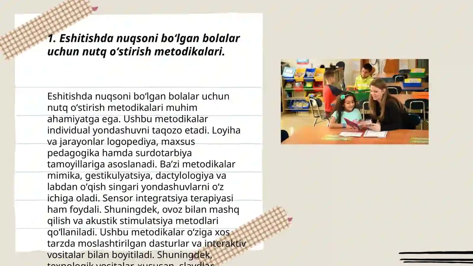 Eshitishda nuqsoni boʻlgan bolalar maktablarida nutq oʻstirish darslarini kuzatish 3