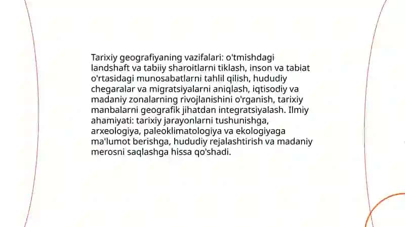 Tarixiy geografiyaning vazifalari va asosiy boʻlimlari 3