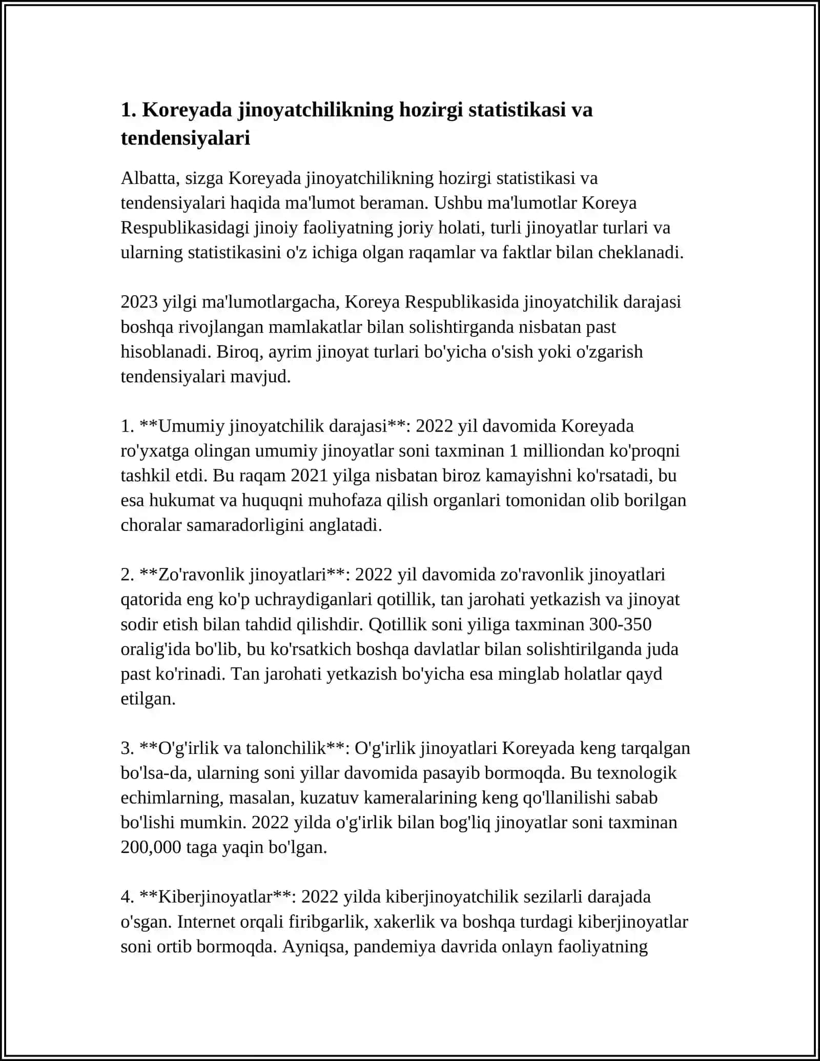 Koreyada Jinojatchilikni Oldini Olish 3