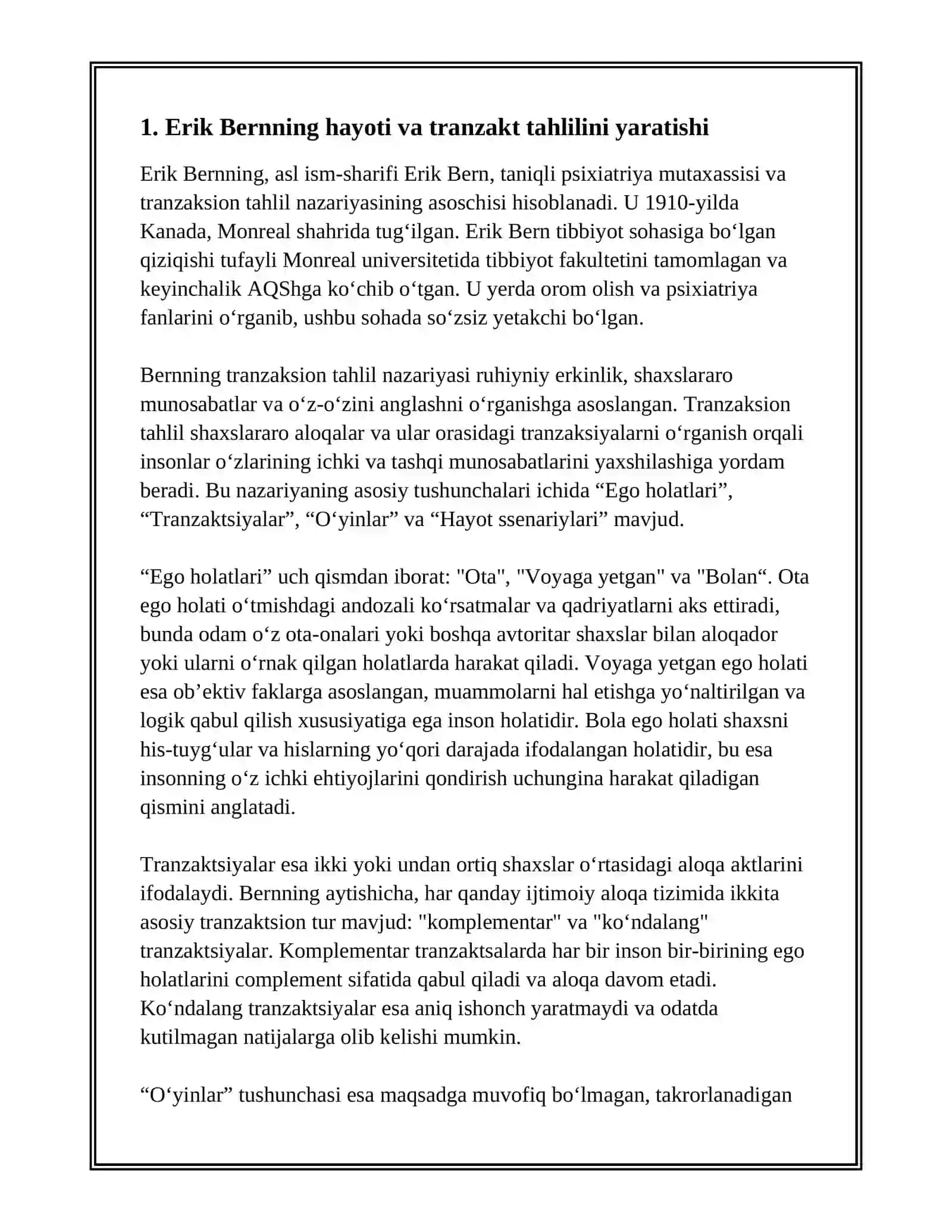 ERIK BEM TRANZAKT TAXLILNING ASOSCHISI SIFATIDA 3