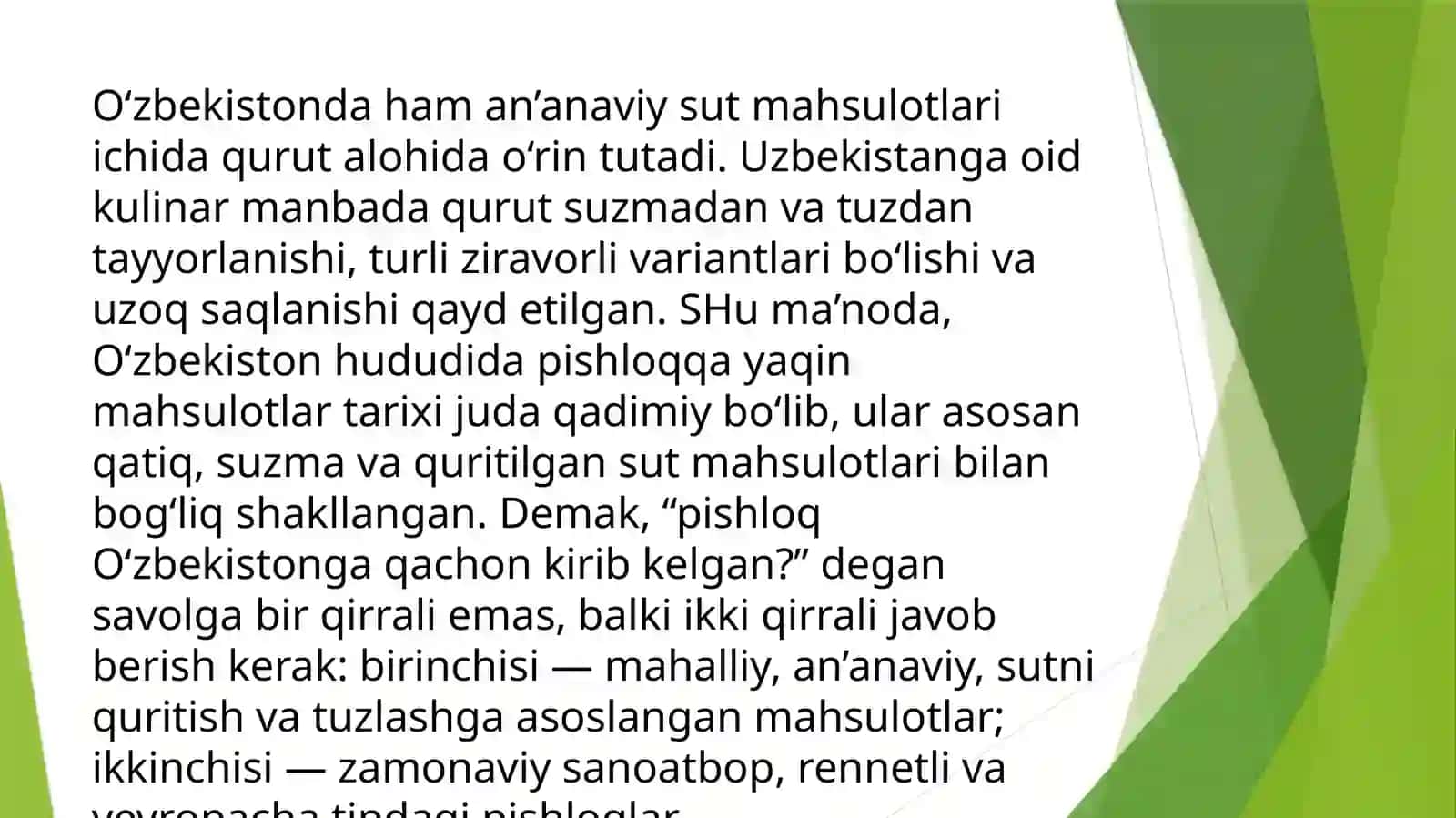 PISHLOQ ISHLAB CHIQARISHNING TEXNALOGIYASI 3
