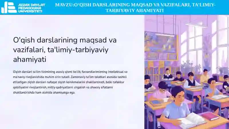 O‘qish darslarining maqsad va vazifalari, ta’limiy-tarbiyaviy ahamiyati 3