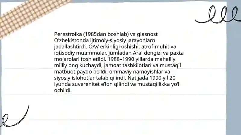 Mustaqillika erishish arafasida ijtimoiy- siyosiy jarayonlar 3
