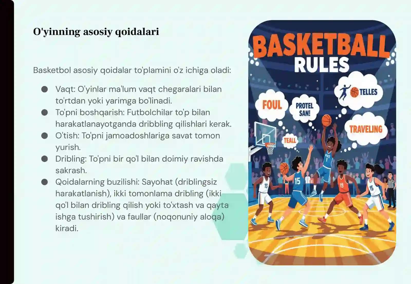 Basketbol o'yin texnikasi va taktikasiini o'rganish 3