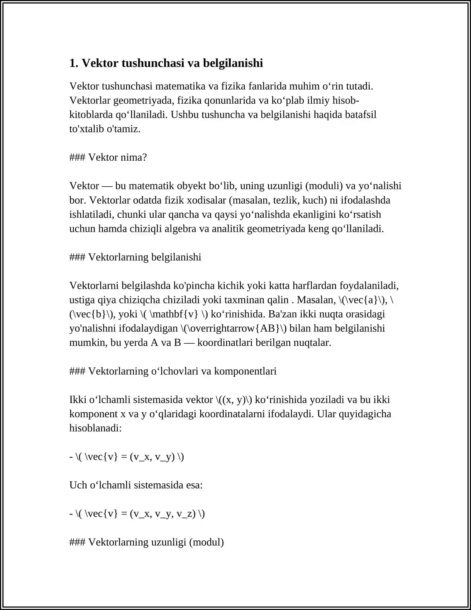 VEKTORLARNI TASHKIL ETISHI 3
