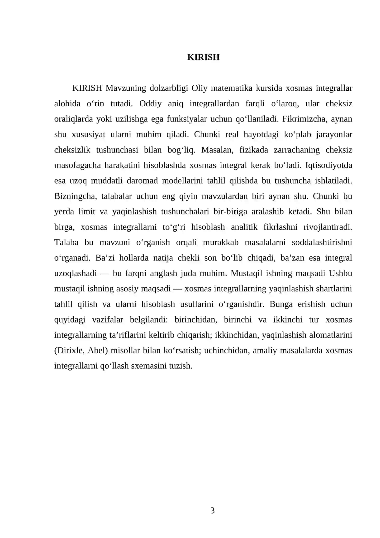 Xosmas integral 3