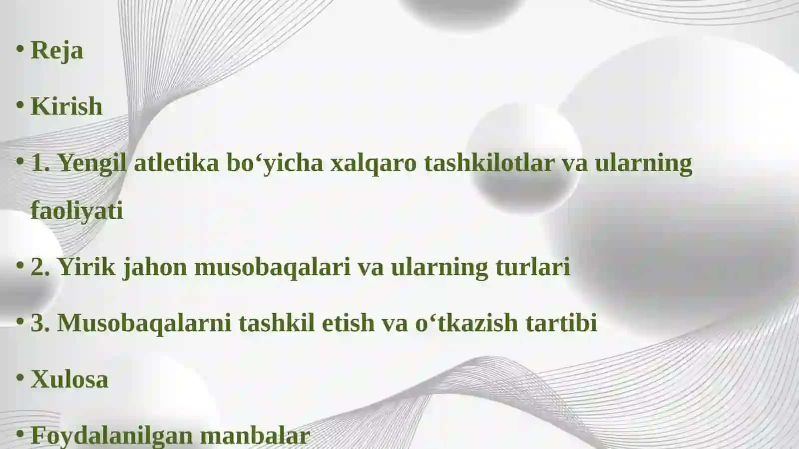 Yengil atletika bo'ycha jahon miqyosidagi musobaqalar o'tkazilishi 3