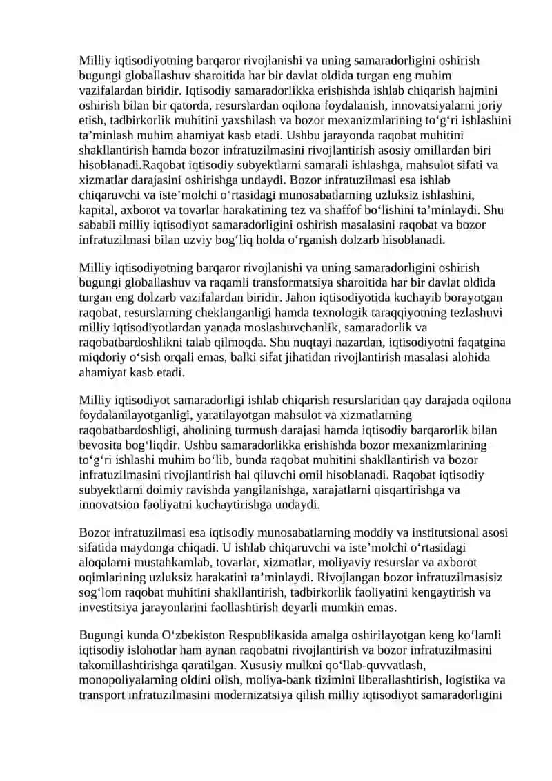 Ichki savdo tizimini rivojlantirish va uning bozor iqtisodiyotiga ta’siri. 3