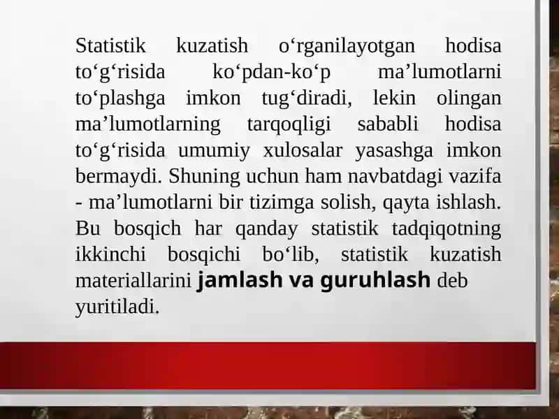 Statistik jamlash va guruhlash 3