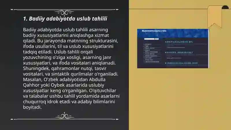 Badiiy adabiyotda uslub tahlili 3