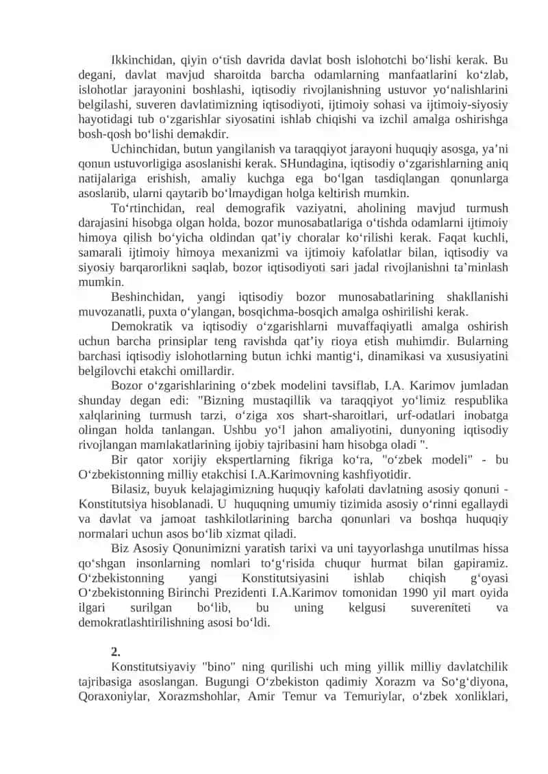 O‘zbekistonning o`ziga xos istiqlol va taraqqiyot yo‘li 3