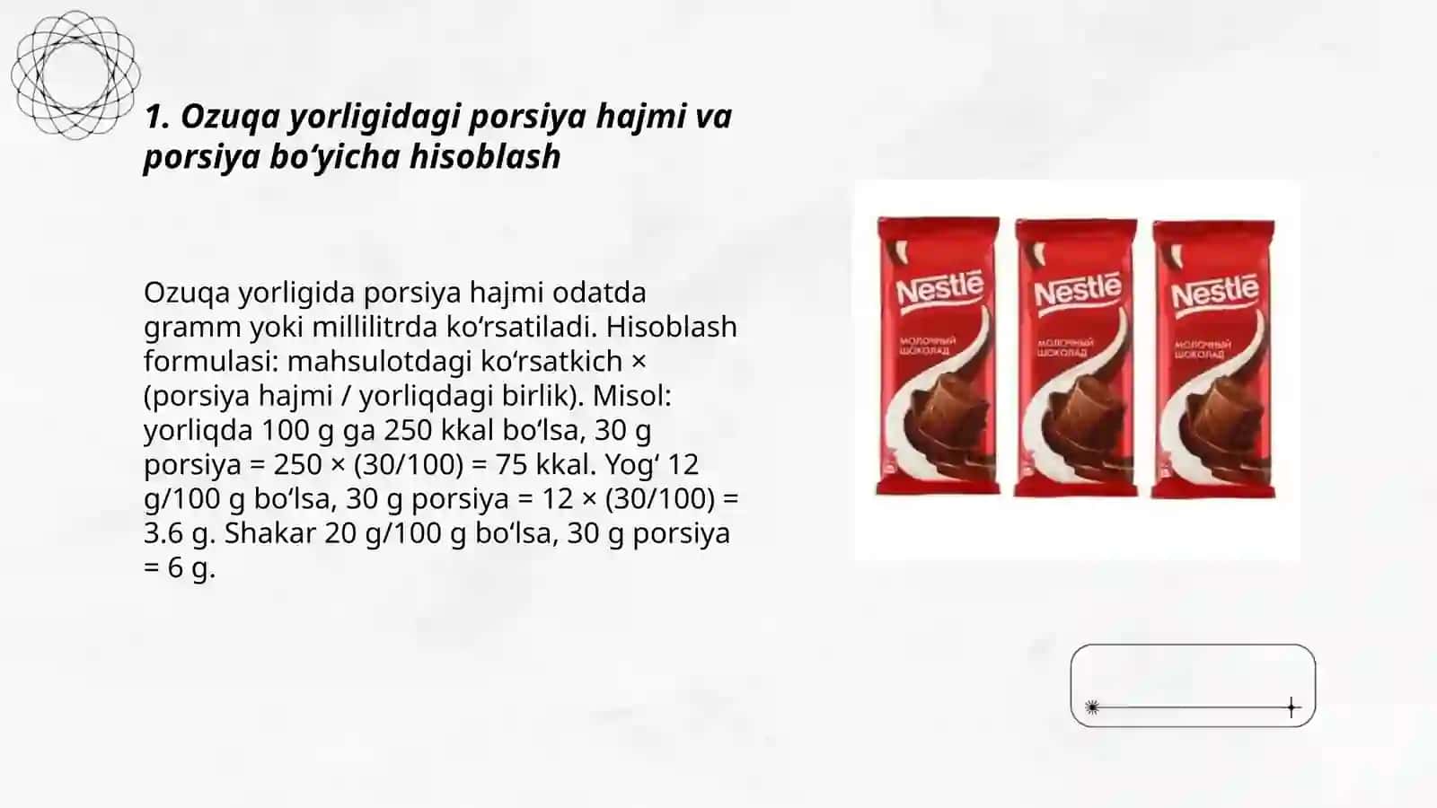 Oziq-ovqat mahsulotlarining tarkibi 3