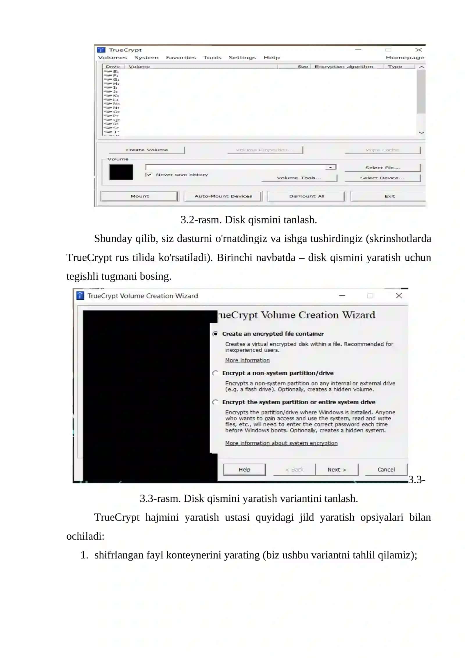 TrueCrypt yordamida ma'lumotlarni shifrlashni o'rganish 3