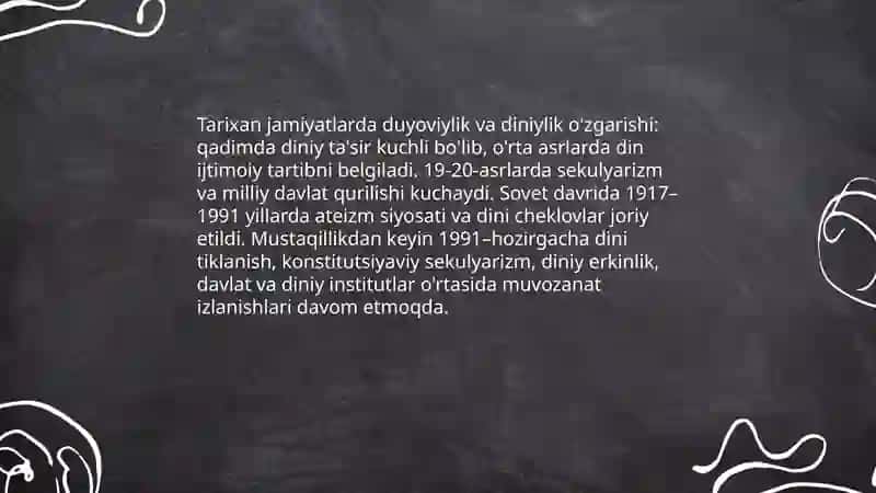 Jamiyat hayotida duyoviylik va diniylik mutanosibligi 3