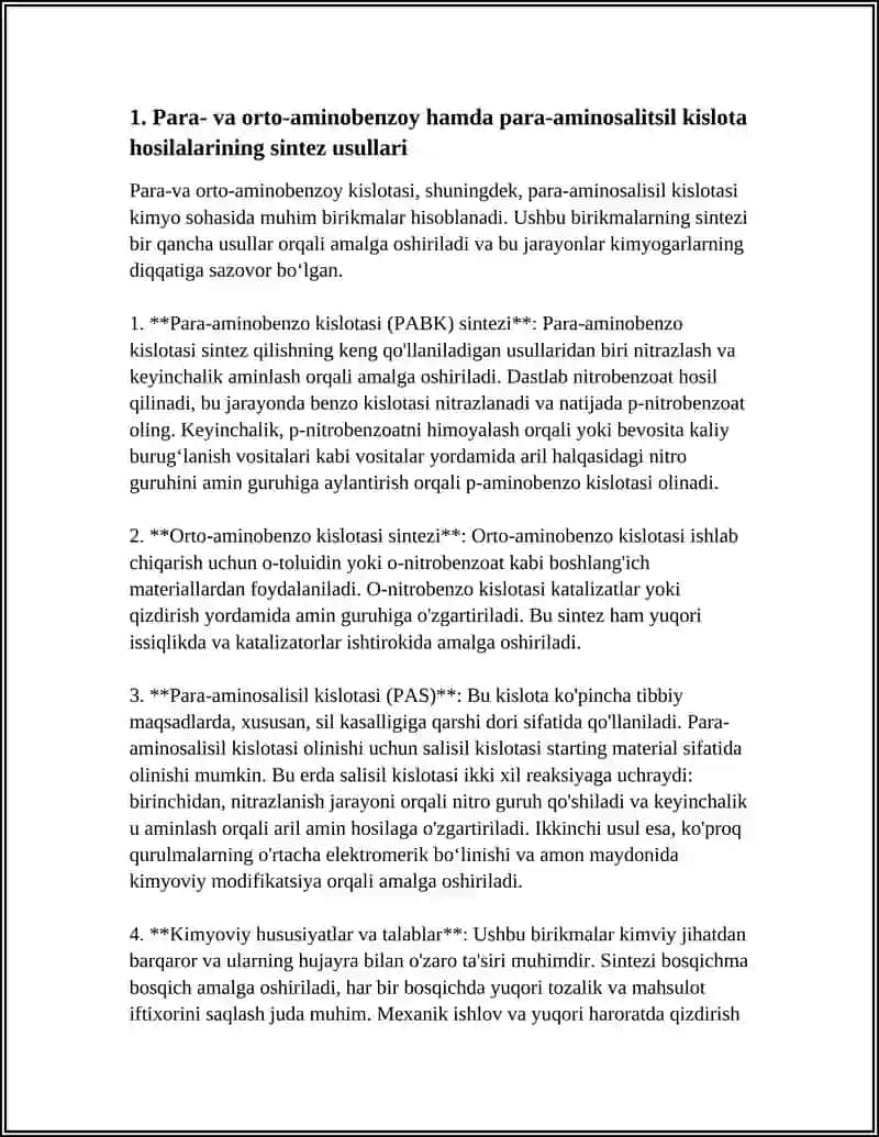 PARA- VA ORTO AMINOBENZOY HAMDA PARA-AMINOSALITSIL KISLOTA HOSILALARI 3