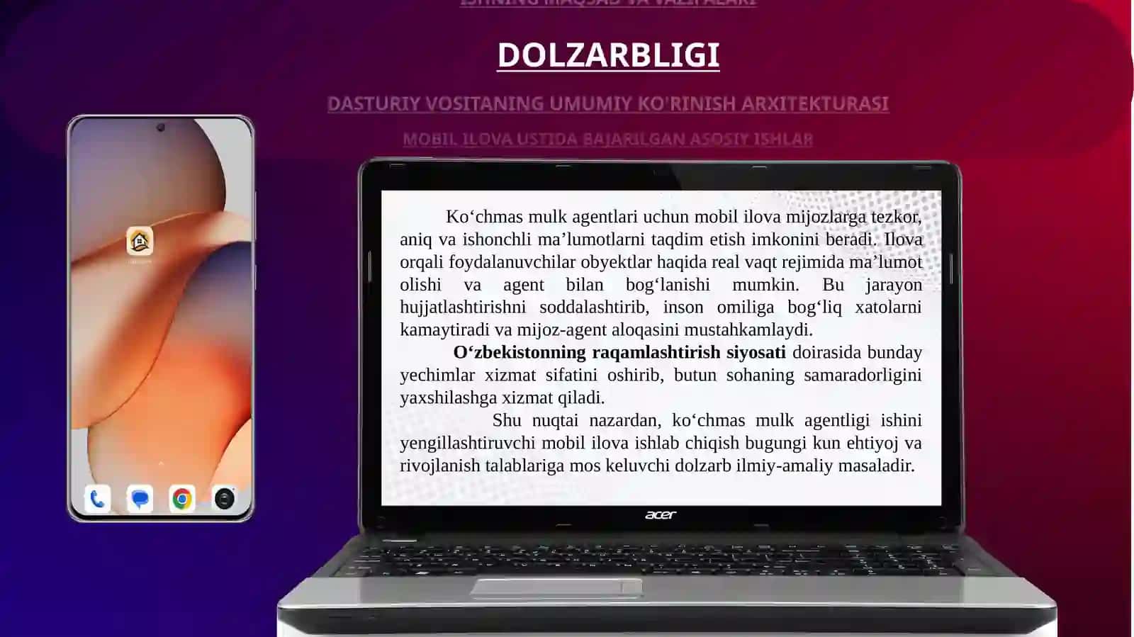 Ko‘chmas mulk Agentligi ishini yengillatuvchi mobil ilova ishlab chiqish taqdimoti 3