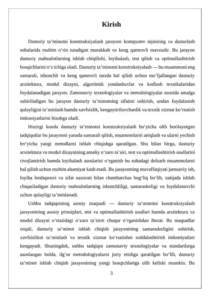 Dasturiy ta’minotni konstruksiyalash bilan bog’liq vazifalar 3
