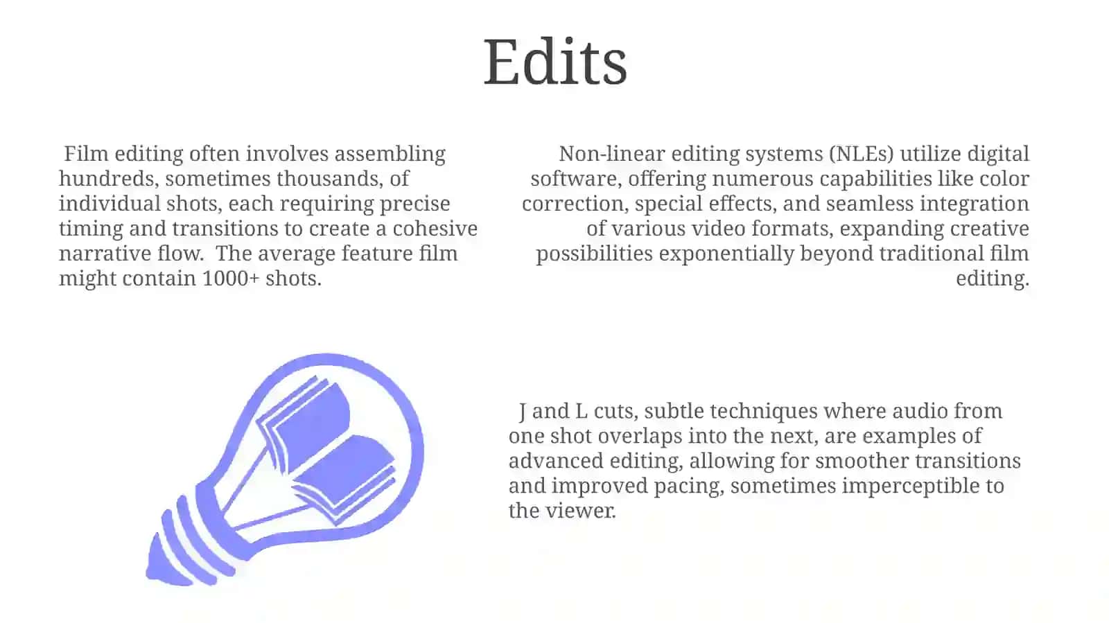 Non-linear editing systems (NLEs) 3