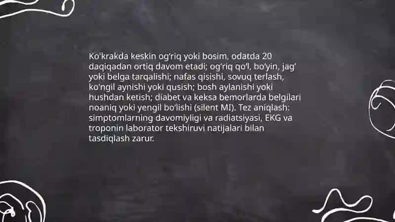 Miokard infarktida kechiktirib bo‘lmaydigan yordam choralari 3