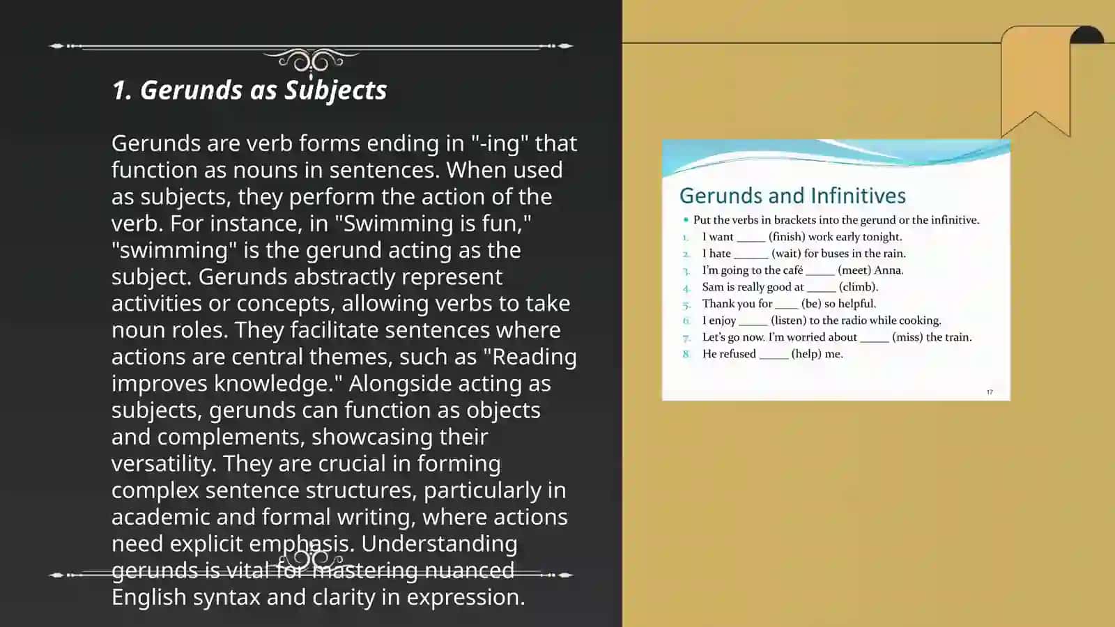 Ing and infinitive 3