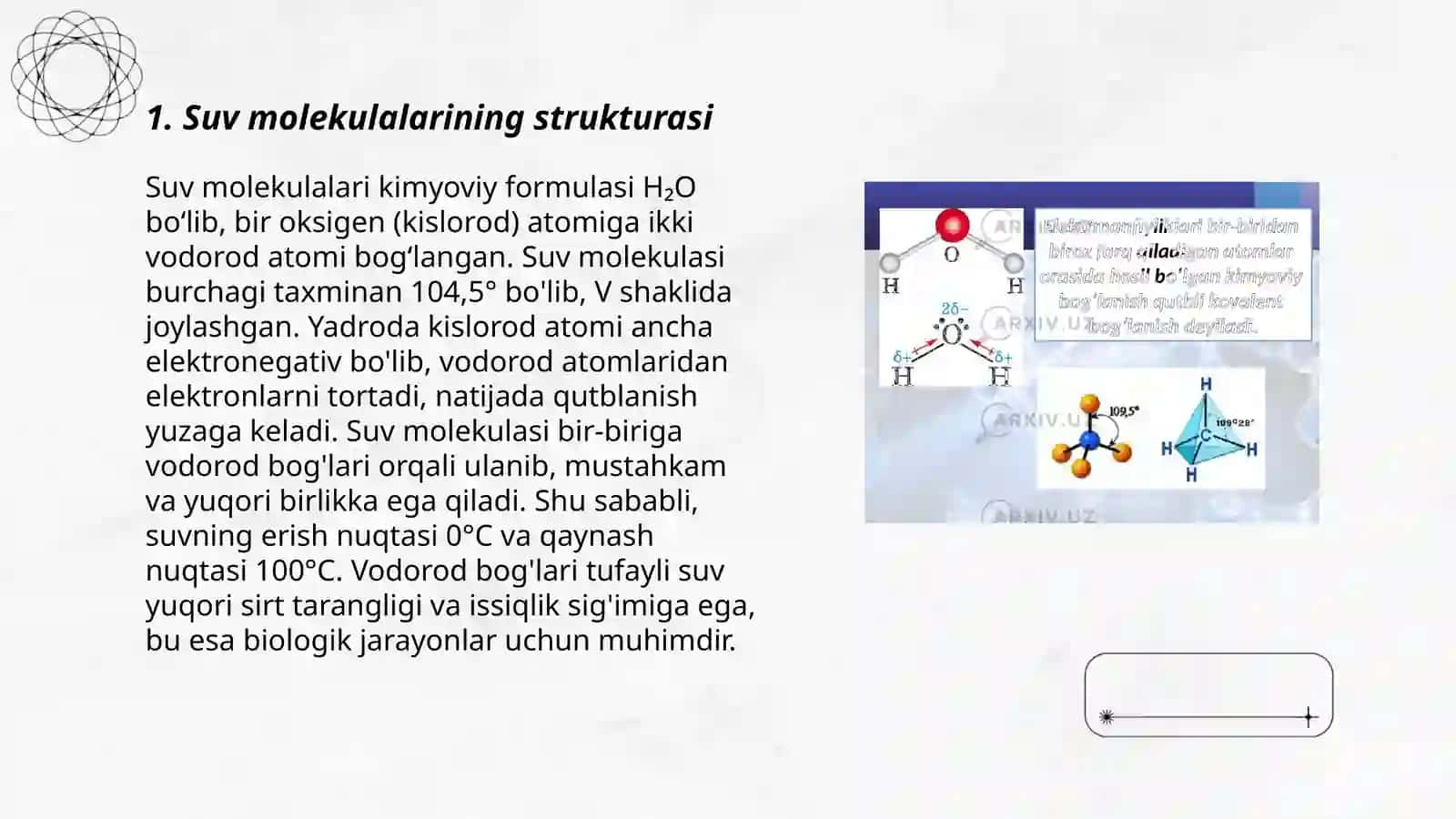 Suvning tarkibiy qismi bilan gidrotatsion bog‘lanish 3