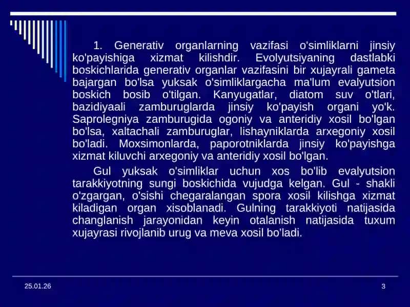 O’simlikning Generativ A’zolari 3