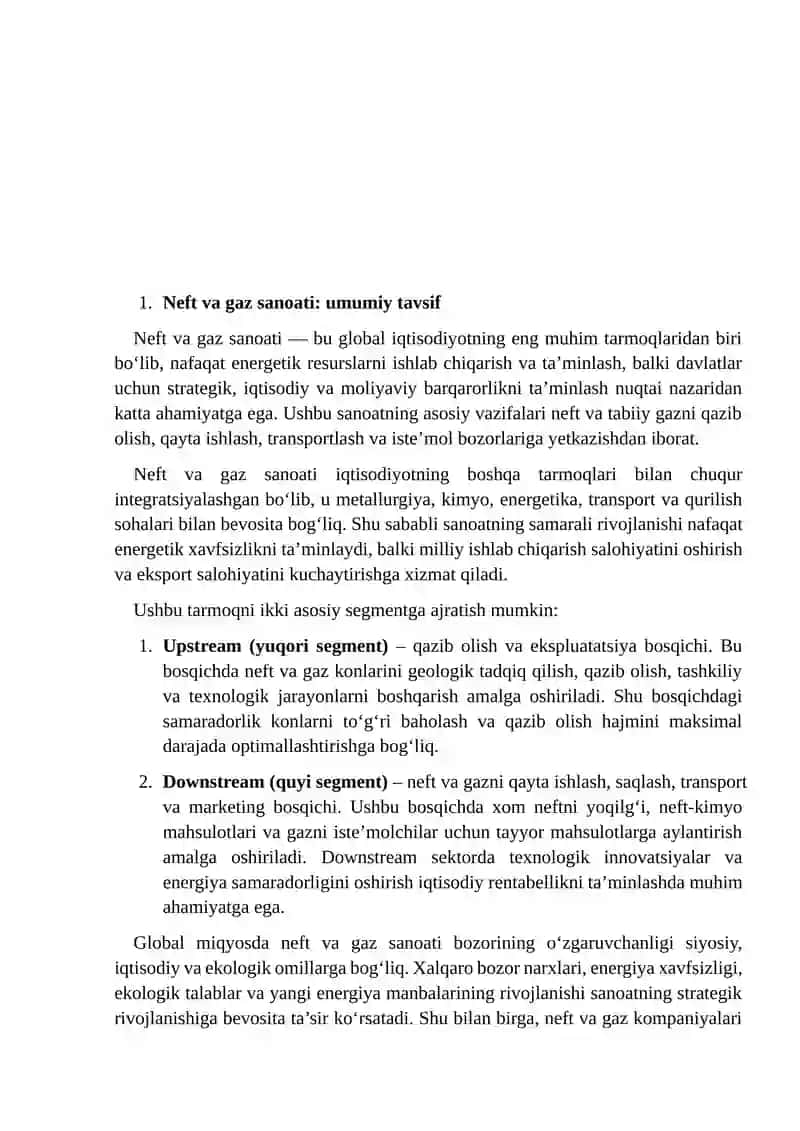 Neft va gaz sanoatida investitsion siyosat 3