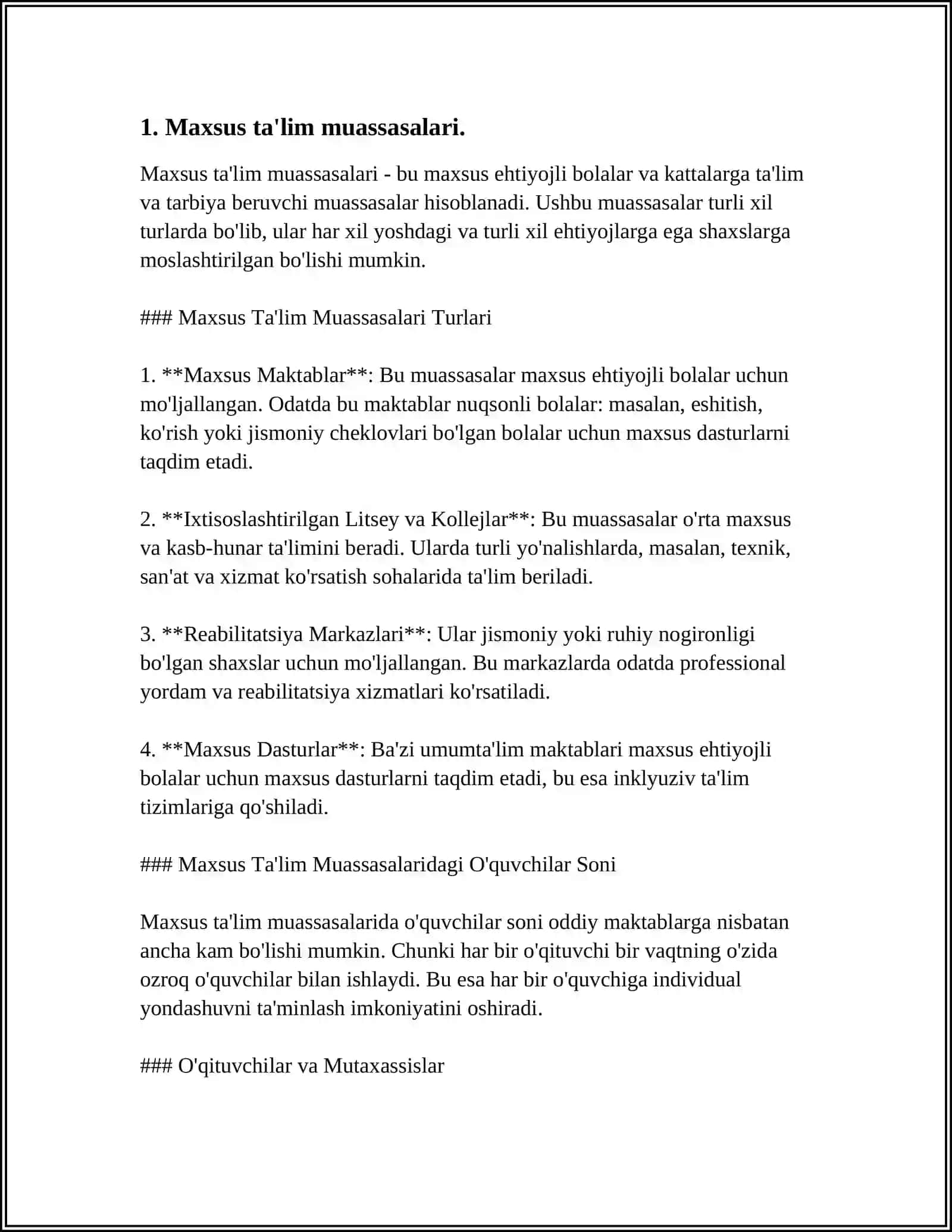 ESHITISHDA NUQSONI BÖLGAN BOLALARNI ÖQITISHNI TASHKIL ETISH SHAKLLARINI XILMA-XIL TURLARI HAR BIR TURINING TAVSIFNOMASI 3