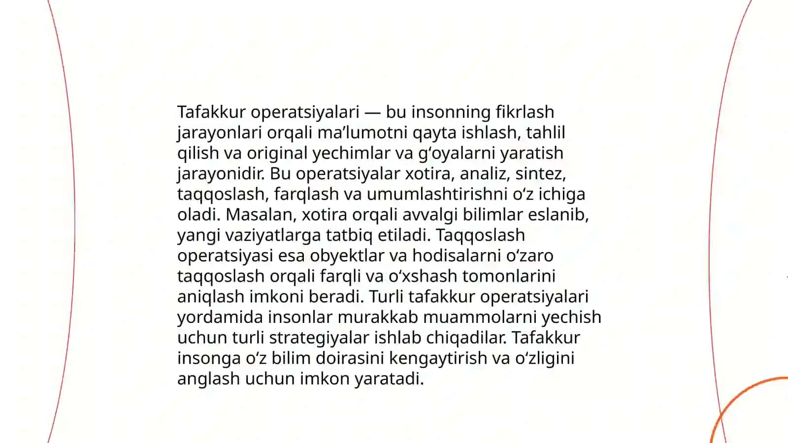 Tafakkur operatsiyalari, tafakkur shakllari, turlari 3