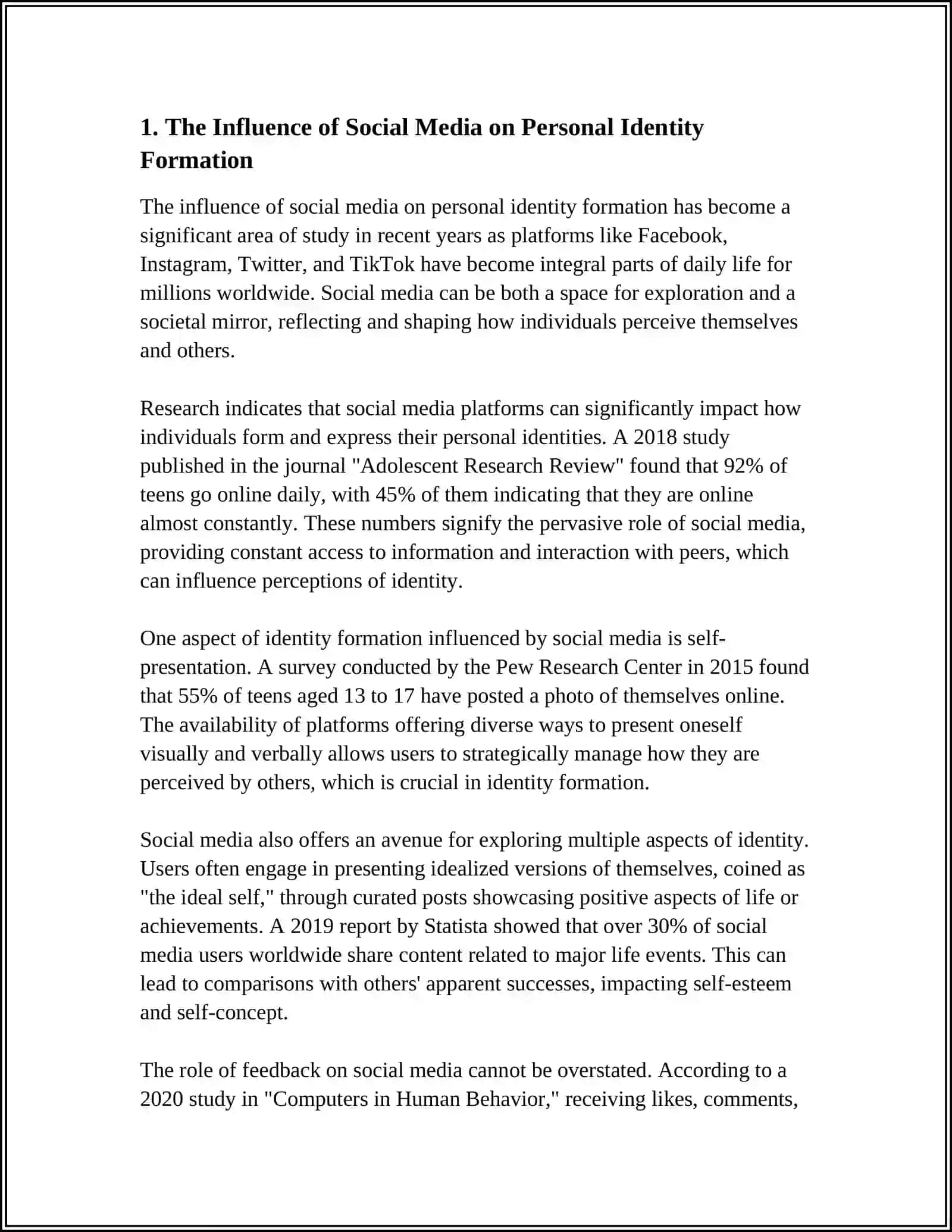 THE ROLE OF SOCIAL NETWORKS IN SHAPING IDENTITY: HOW ONLINE PLATFORMS AFFECT PERSONAL AND SOCIAL IDENTITY 3