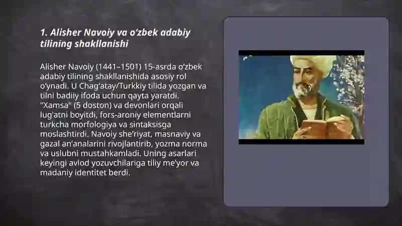 Alisher Navoiy - oʻzbek adabiy tilining asoschisi 3