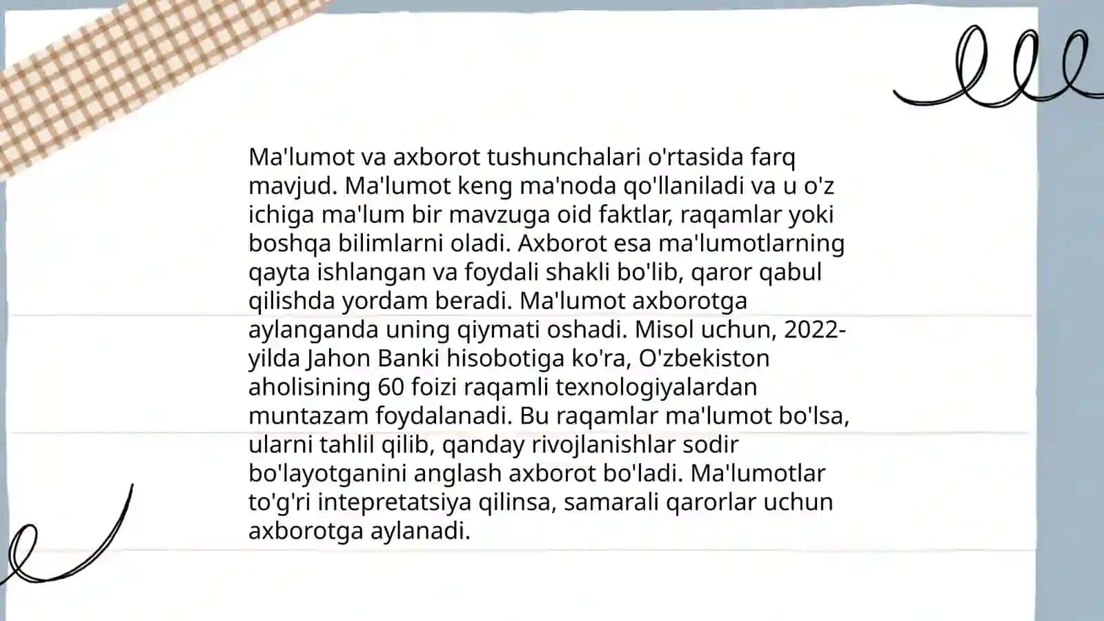 Ma'lumot va Axborot hujjatlari 3