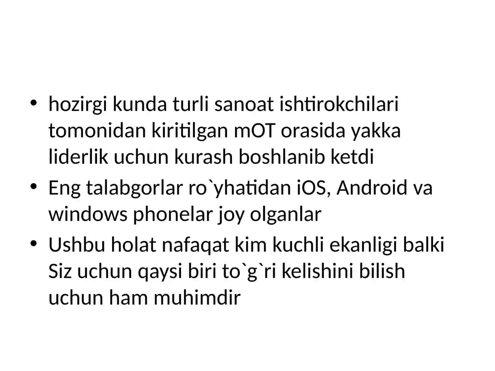 Mobil qurilmalar operatsion tizimlari va ularning turlari 3