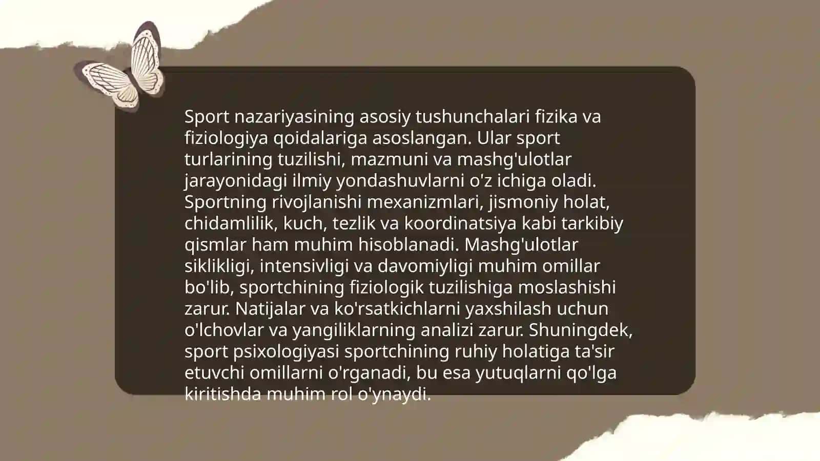 Sportning nazariy asoslari. Sport musobaqalari va sportchilarni tayyorlash tizimi 3