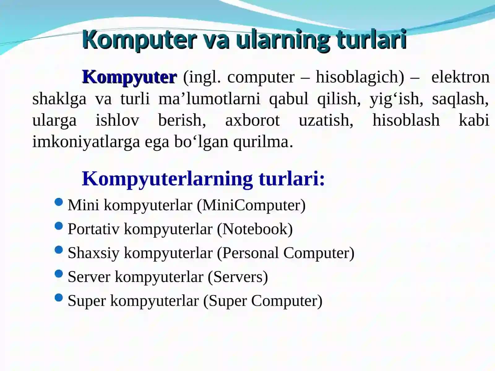 KOMPYUTERNING UMUMIY TUZILISHI,UNING QURILMALARI 3