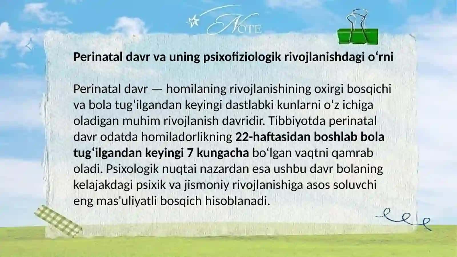 Perinatal va chaqaloqlik davrida psixofiziologik rivojlanishga xos xususiyatlari 3