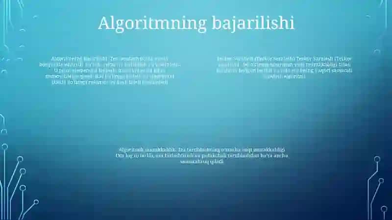 Tezkor Saralash(Quick Sort, Algaritm Bajarilishi, Algaritimning Murakkabligi,Algaritimning Kamchiligi 3