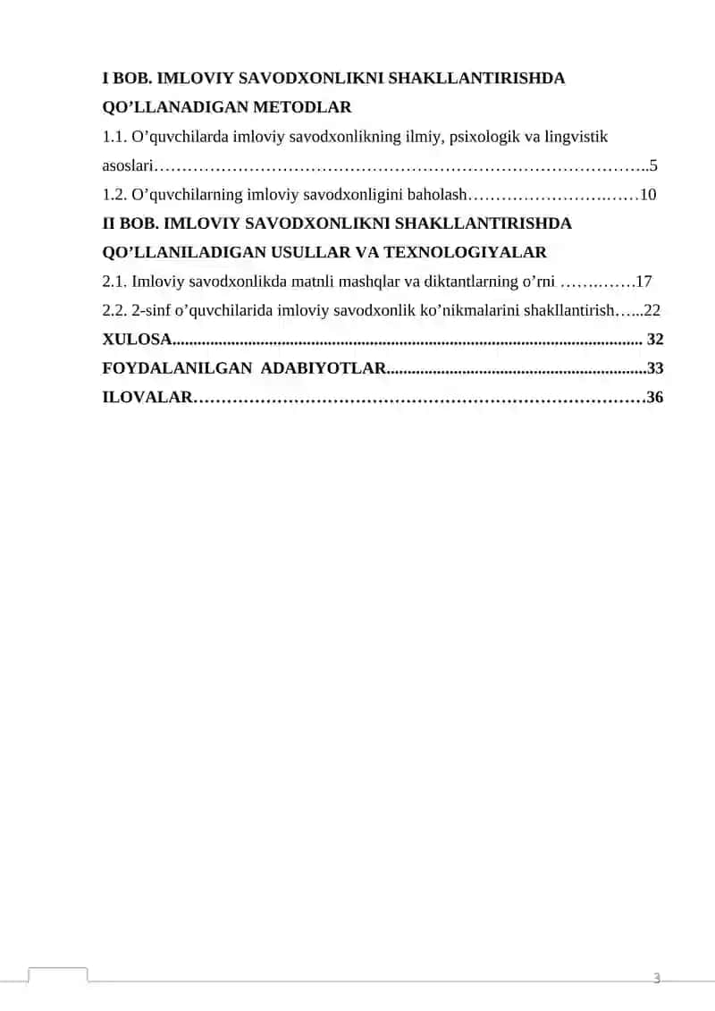 2-sinf o’quvchilarida imloviy savodxonlikni shakllantirish KURS ISHI 3