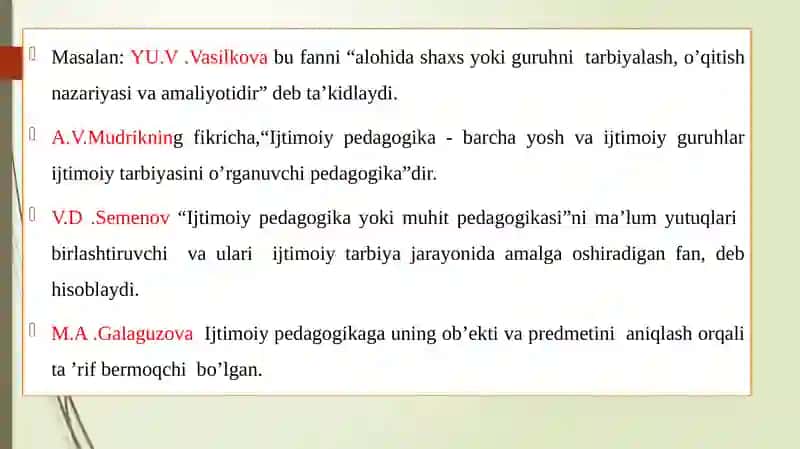 Ijtimoiy pedagogika fan sifatida. Ijtimoiy pedagogika rivojlanishining madaniy-tarixiy asoslari. Pedagogika va ijtimoiy pedagogika kategoriyalari. 3