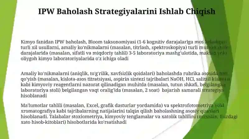 Kimyo fanidan IPW baholash 3