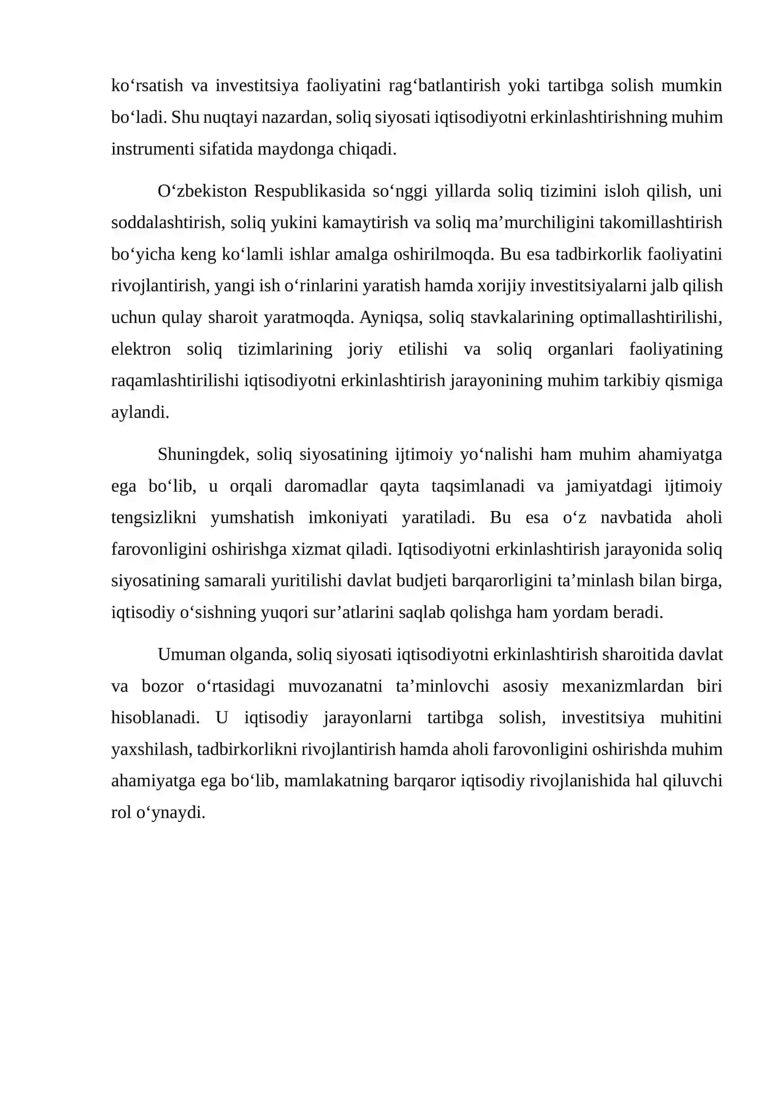 IQTISODIYOTNI ERKINLASHTIRISH SHAROITIDA SOLIQ SIYOSATINING ASOSIY YO‘NALISHLARI VA UNING O‘ZIGA XOS XUSUSIYATLARI 3