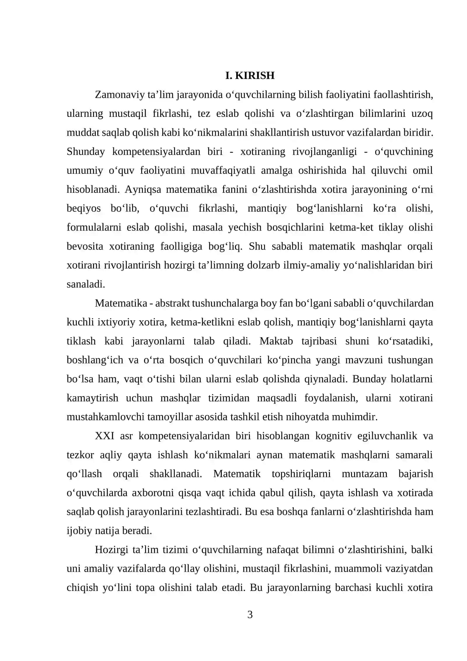 O‘quvchilarning xotirasini mustahkamlashda matematik mashqlarning o‘rni 3
