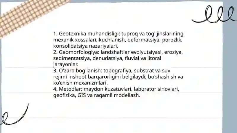 Geotexnika muhandisligi geomorfologiya bilan bog'liqligi 3