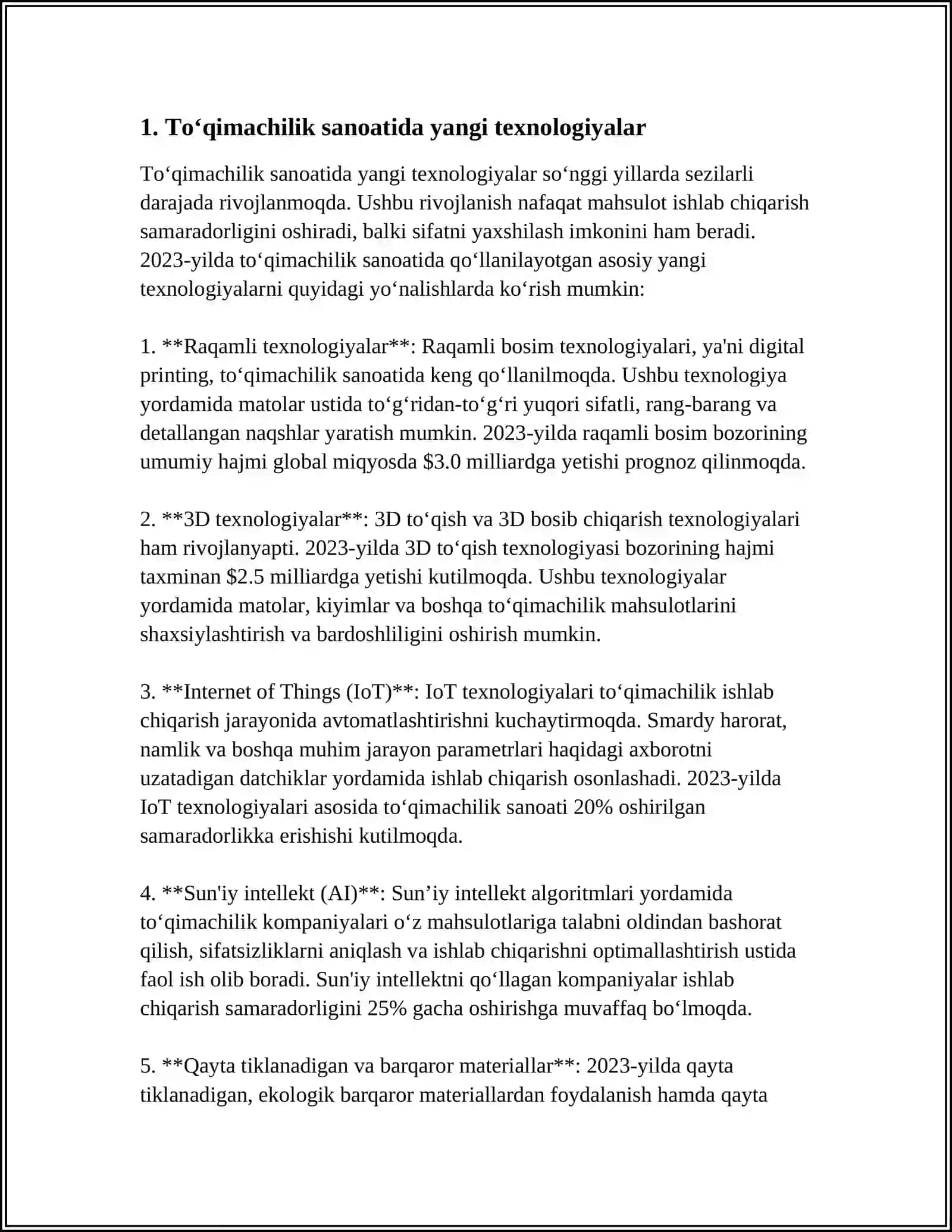 TOʻQIMACHILIK SANOATI RIVOJLANISHI VA TANDA IPLARI 3