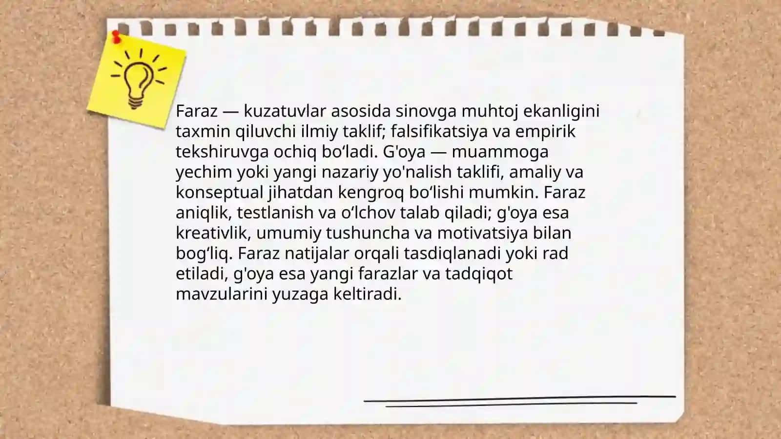 Faraz va g'oya tushunchalari va ularning farqlari 3