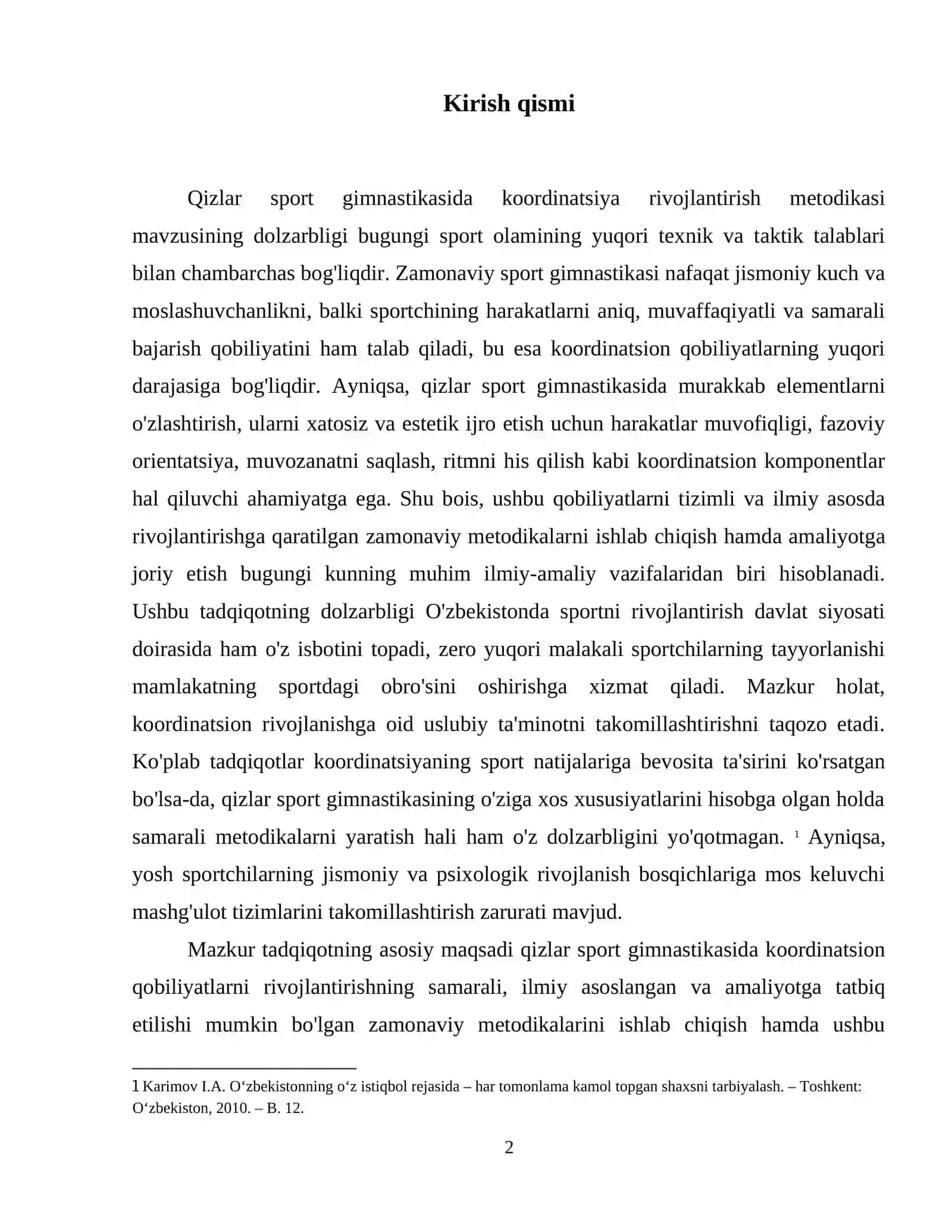 Mavzu: Qizlar sport gimnastikasida koordinatsiya rivojlantirish metodikasi. 3